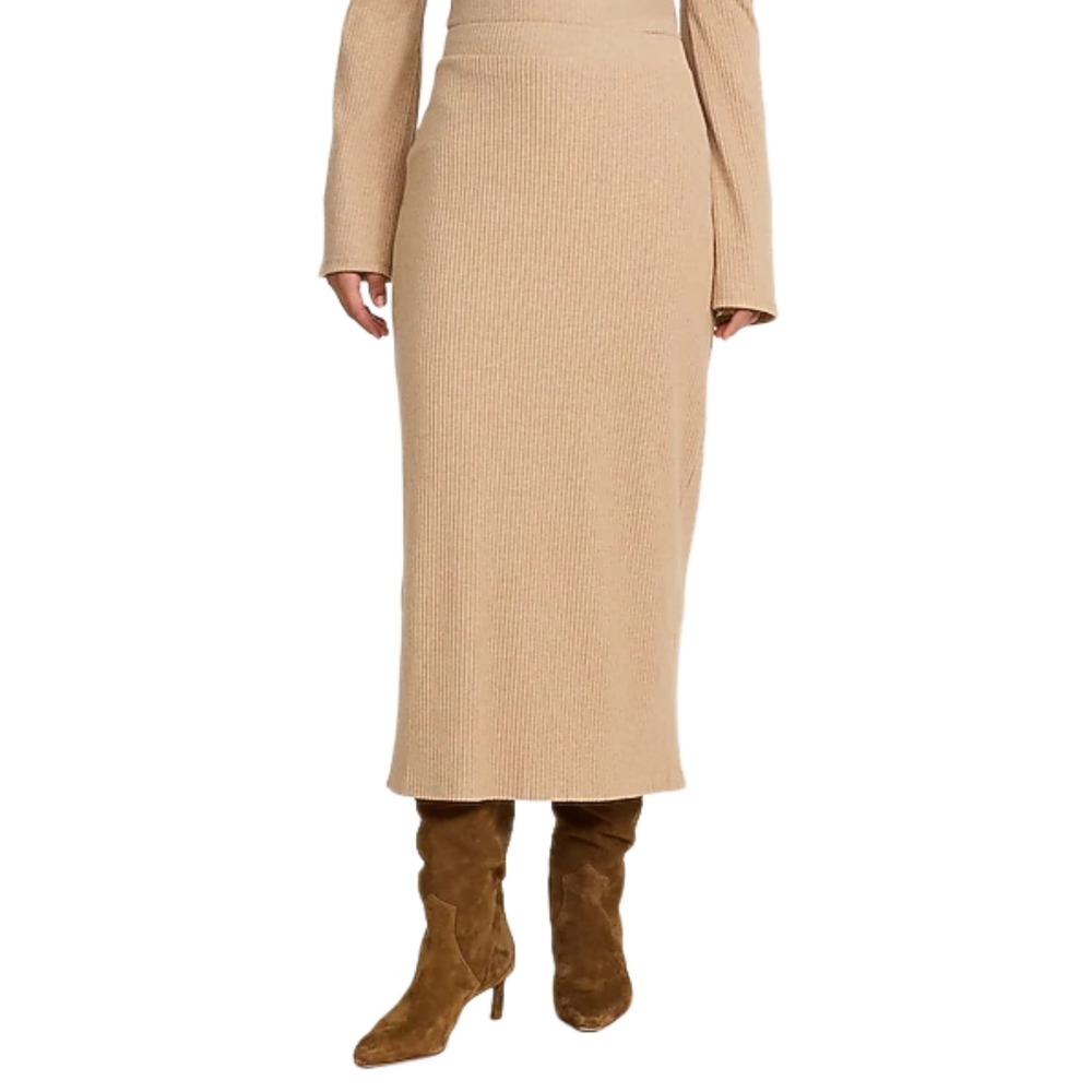 Express Tan Ribbed Knit Skirt, Sz L